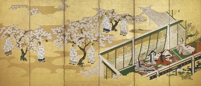 The Tale of Genji, chapter 34; Kashiwagi catches sight of the Third Princess by Tosa Mitsuoki